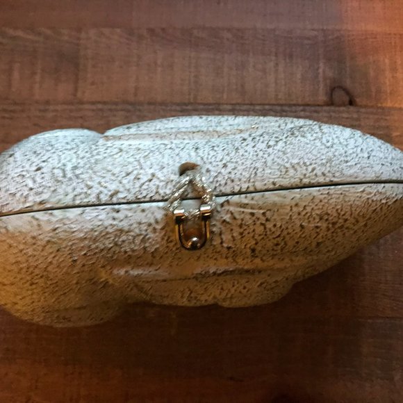 TIMMY WOODS RABBIT BUNNY CLUTCH WHITE GOLD ACACIA WOOD - Picture 5 of 10